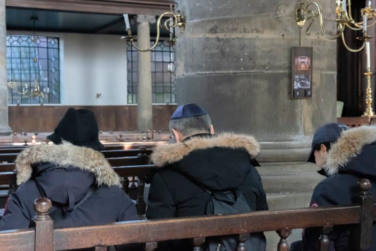 Jewish Man Sitting In The Portuguese Synagogue At Amsterdam The Netherlands